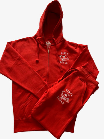 Red/White Embroidered Sweatsuit